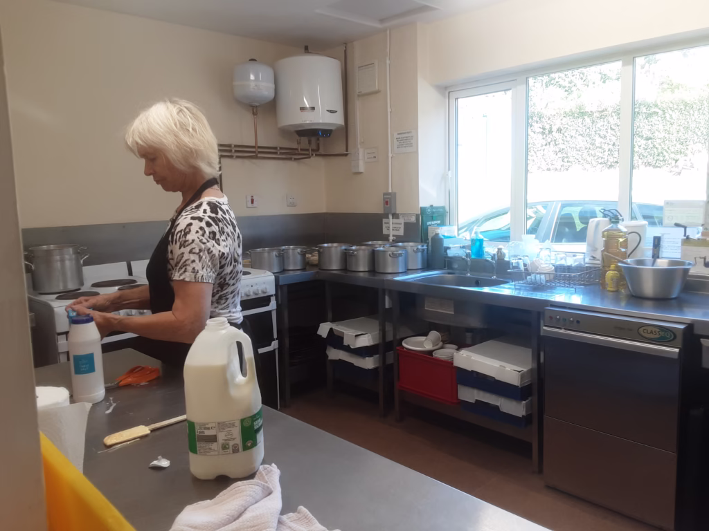 The kitchen at Harrowbarrow Hall